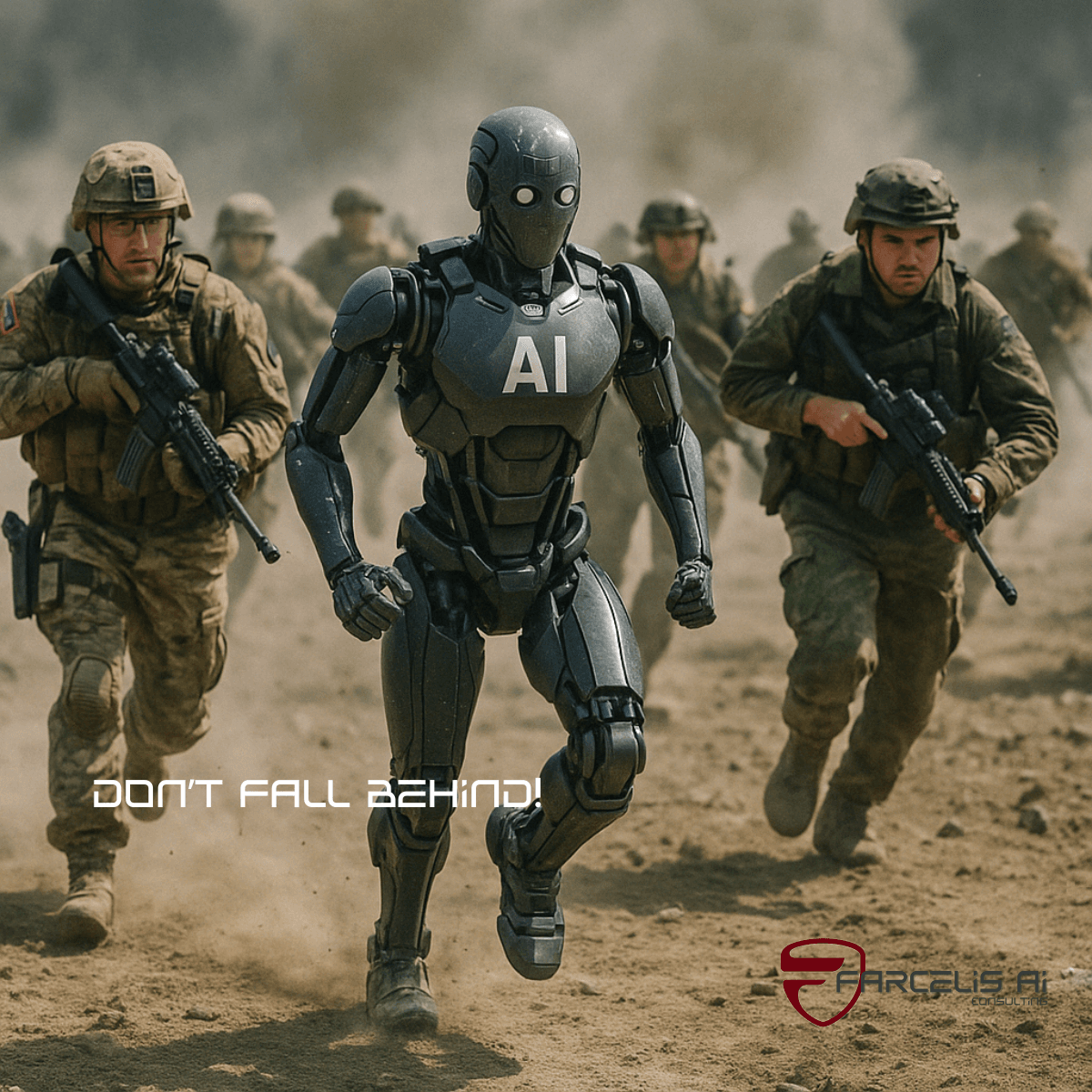 AI arms race artwork for an executive strategy article